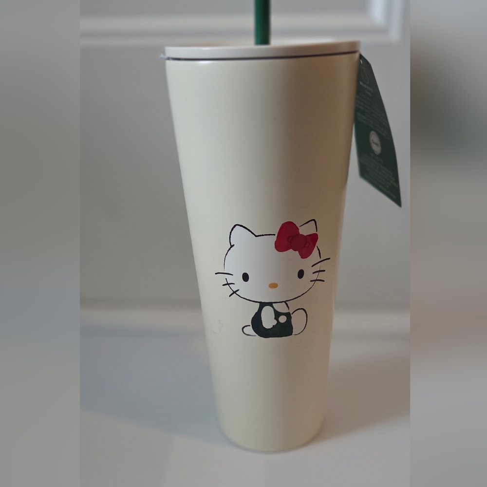 Hello Kitty Green and Cream Starbucks Tumbler